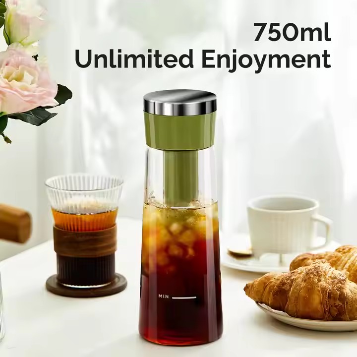 750ml glass Coffee & Tea Brewing bottle Heat Resistant Juice tea Kettle with Filter for camping food grade Teapot