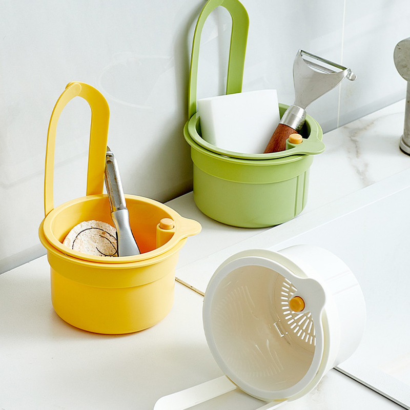 Kitchen Gadgets Tools Sink Drain Strainer Press Automatic Dumping Food Waste Filter faucet Hanging Drain storage Basket