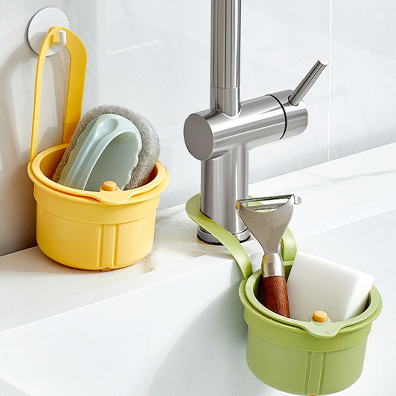Kitchen Gadgets Tools Sink Drain Strainer Press Automatic Dumping Food Waste Filter faucet Hanging Drain storage Basket
