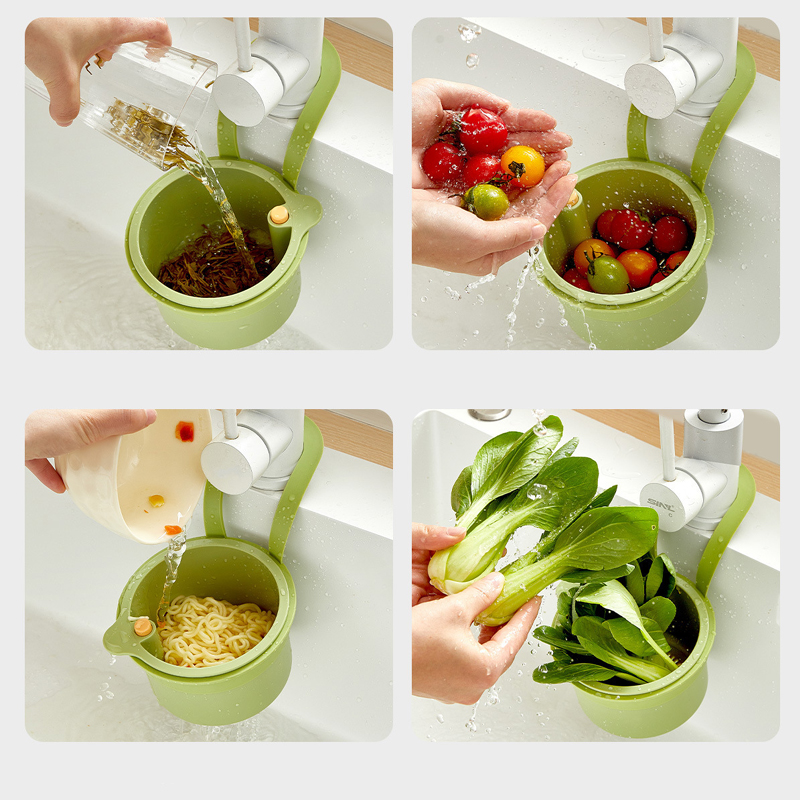 Kitchen Gadgets Tools Sink Drain Strainer Press Automatic Dumping Food Waste Filter faucet Hanging Drain storage Basket