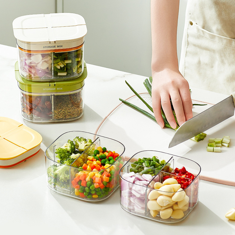 Kitchen Seasoning Organizer Container Sealed Spice boxes Scallion Ginger Garlic Storage Box Refrigerator fruit Preservation Box