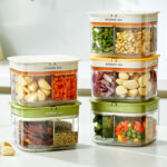 Kitchen Seasoning Organizer Container Sealed Spice boxes Scallion Ginger Garlic Storage Box Refrigerator fruit Preservation Box