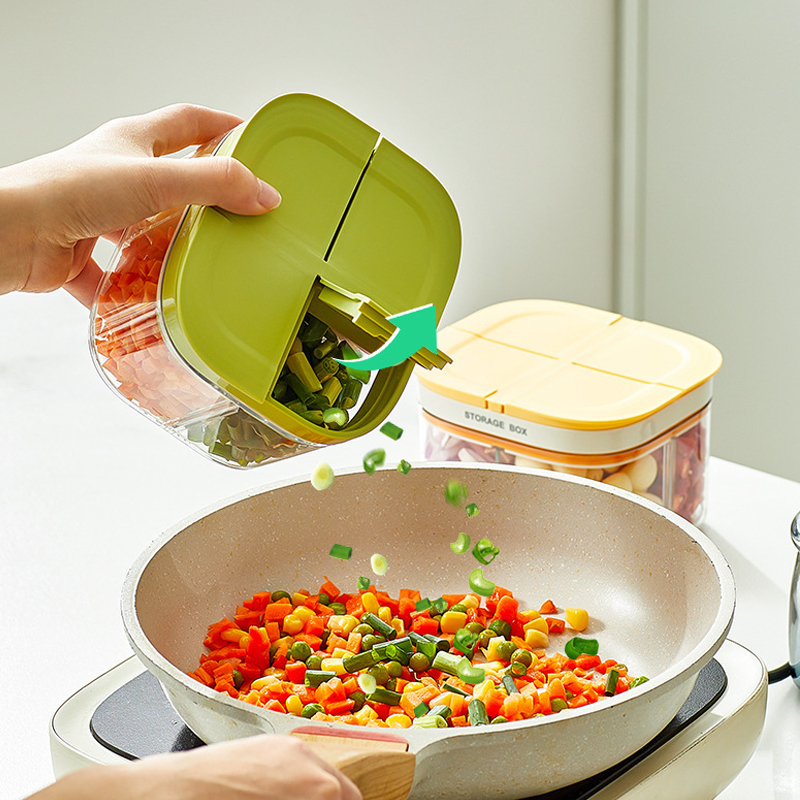 Kitchen Seasoning Organizer Container Sealed Spice boxes Scallion Ginger Garlic Storage Box Refrigerator fruit Preservation Box