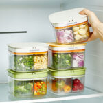 Kitchen Seasoning Organizer Container Sealed Spice boxes Scallion Ginger Garlic Storage Box Refrigerator fruit Preservation Box