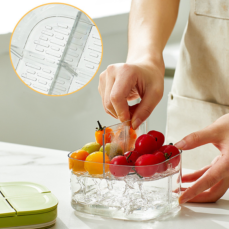 Kitchen Seasoning Organizer Container Sealed Spice boxes Scallion Ginger Garlic Storage Box Refrigerator fruit Preservation Box