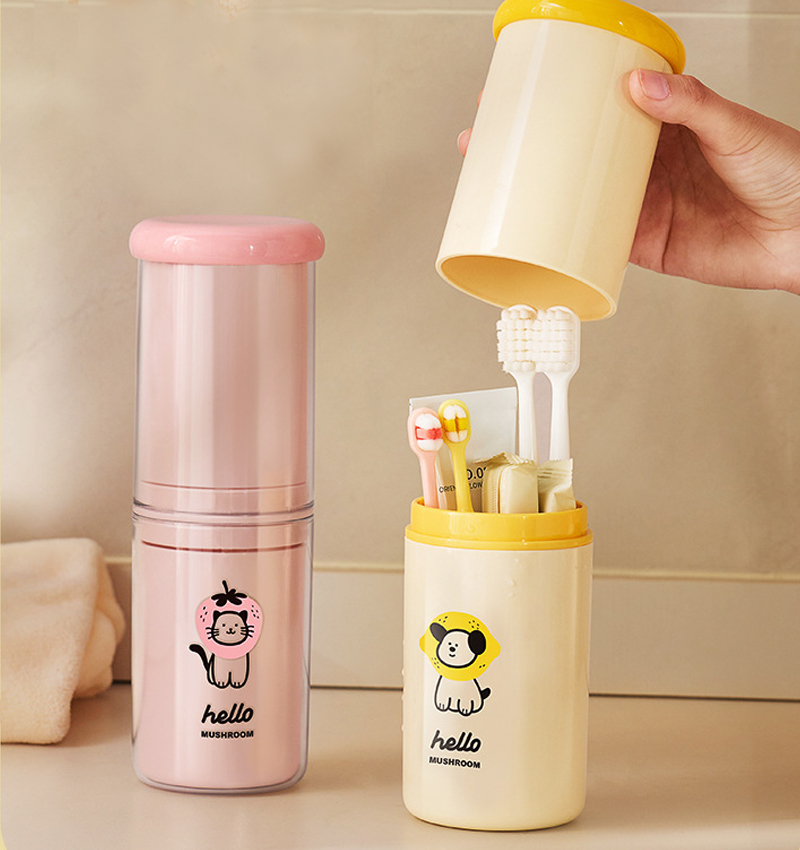 Plastic Toothbrush and Toothpaste Organizer case for Family Business Travel Portable Mouthwash Cup  Dustproof Toothpaste Storage Container Box