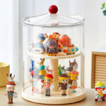Modern Design 360 Degree Rotary Display Case Toy Figures Dustproof storage rack Organizer box Transparent Display stand Showcase