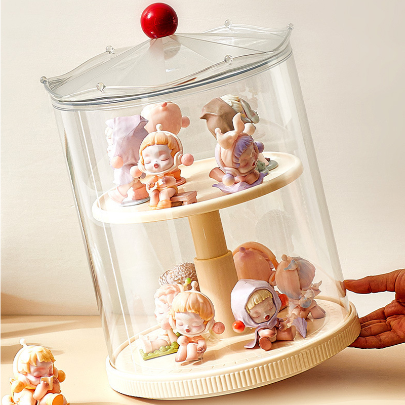 Modern Design 360 Degree Rotary Display Case Toy Figures Dustproof storage rack Organizer box Transparent Display stand Showcase