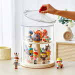 Modern Design 360 Degree Rotary Display Case Toy Figures Dustproof storage rack Organizer box Transparent Display stand Showcase