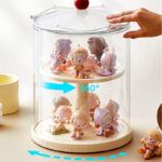 Modern Design 360 Degree Rotary Display Case Toy Figures Dustproof storage rack Organizer box Transparent Display stand Showcase