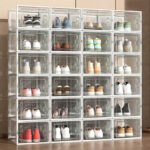 Stackable Transparent shoes cabinet  Storage boxes Foldable Plastic Shoe Rack Dustproof Organizer Container storage bins