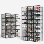 Stackable Transparent shoes cabinet  Storage boxes Foldable Plastic Shoe Rack Dustproof Organizer Container storage bins