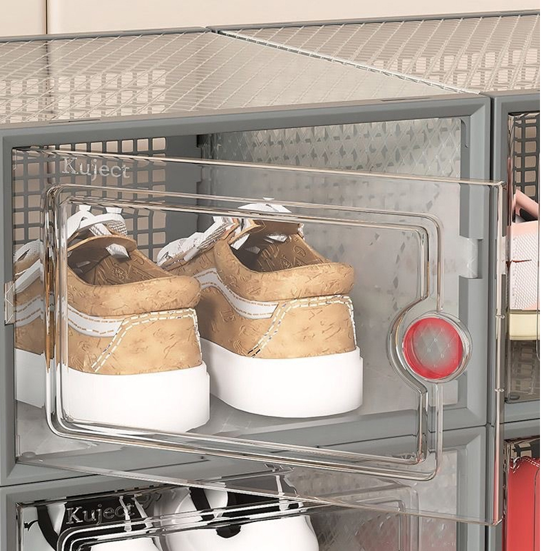 Stackable Transparent shoes cabinet  Storage boxes Foldable Plastic Shoe Rack Dustproof Organizer Container storage bins