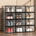 Stackable Transparent shoes cabinet  Storage boxes Foldable Plastic Shoe Rack Dustproof Organizer Container storage bins