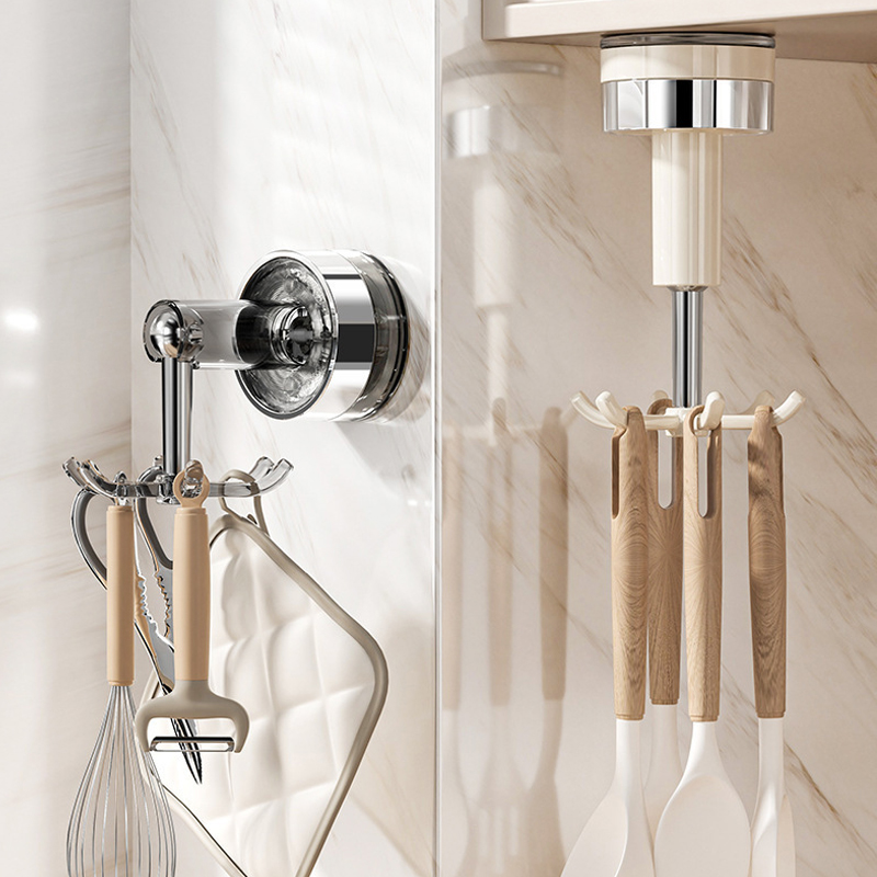 6-Claw Rotation vacuum Adhesive Hooks no-drilling Removable storage racks Wall Organisation Hook Hangers Reusable Hanging Hooks