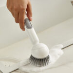 Kitchen long-handled rotating cleaning brushes Multi-functional Refillable Liquid Dish Cleaning Brush Soap Dispensing Scrub Brushes plastic washing brush