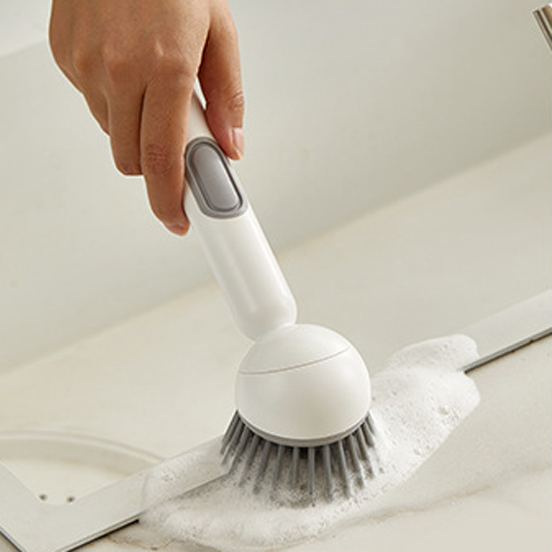 Kitchen long-handled rotating cleaning brushes Multi-functional Refillable Liquid Dish Cleaning Brush Soap Dispensing Scrub Brushes plastic washing brush