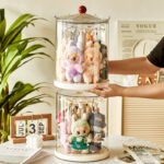 Modern Design Toy Figures transparent Display case pendants Rotating Hanging Rack toys dust proof Storage Boxes
