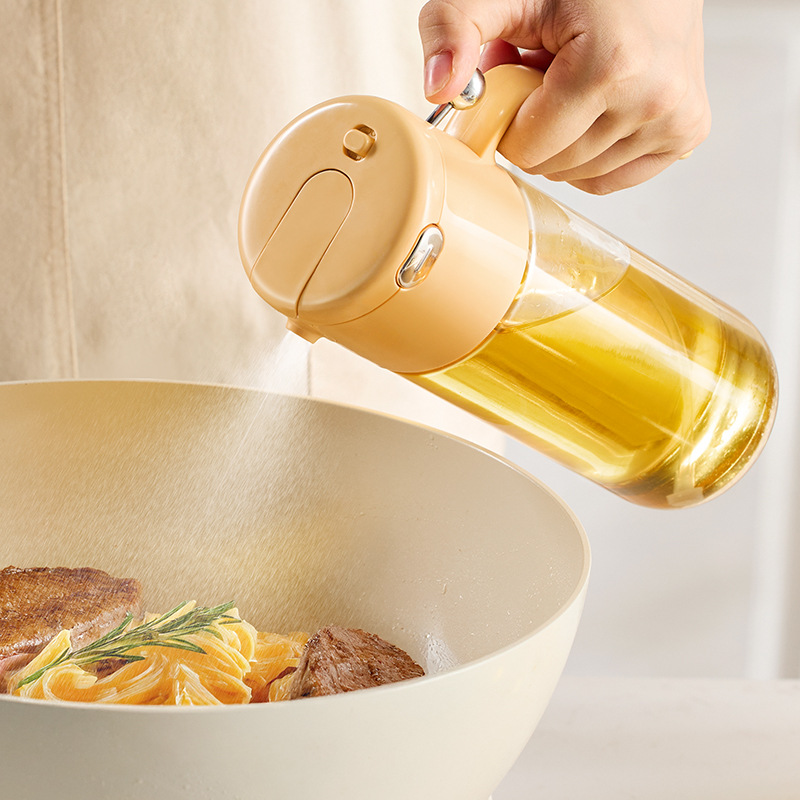 Kitchen Gadgets 2 in 1 Oil Dispenser Bottle for cooking glass 550ml Glass Olive Oil Sprayer Multifunction oil container bottles Baking Air Fryer Oil Spray Bottle