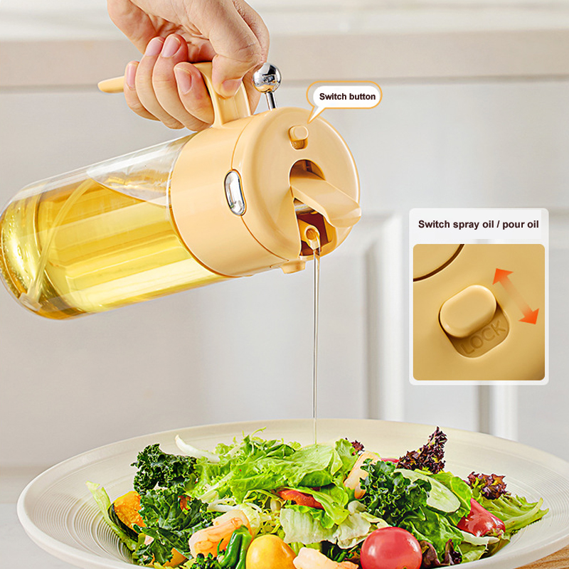 Kitchen Gadgets 2 in 1 Oil Dispenser Bottle for cooking glass 550ml Glass Olive Oil Sprayer Multifunction oil container bottles Baking Air Fryer Oil Spray Bottle