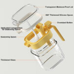 Kitchen salt & pepper shakers Glass seasoning Storage jar with  Built-In Measuring spoon 400ML glass Moisture-Proof Pepper Herbs Spice Storage Containers Cooking Seasoning jars