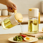 Household Edible Olive Oil Bottle Dispenser Large Capacity Seasoning Automatic Flip Pouring Oil Pot Kitchen Glass Bottles