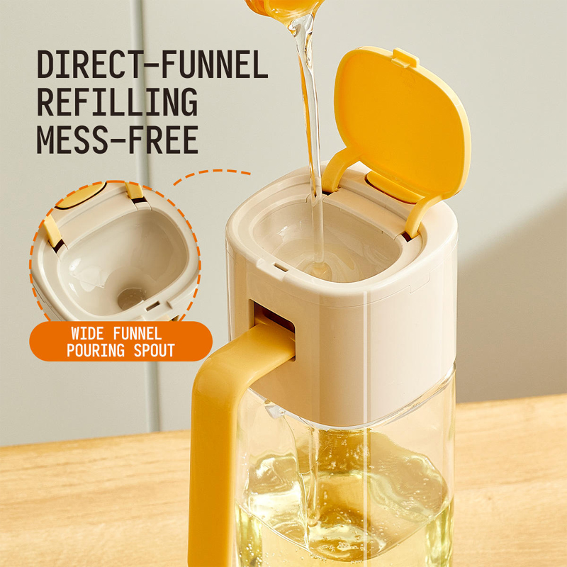 Household Edible Olive Oil Bottle Dispenser Large Capacity Seasoning Automatic Flip Pouring Oil Pot Kitchen Glass Bottles