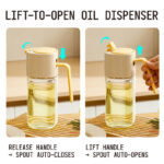 Household Edible Olive Oil Bottle Dispenser Large Capacity Seasoning Automatic Flip Pouring Oil Pot Kitchen Glass Bottles