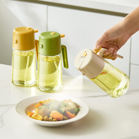 Household 500ml 2 in 1 Glass Oil Dispenser bottle for cooking Kitchen Tool for Oil Dispensing 2 in 1 olive oil pourer and sprayer