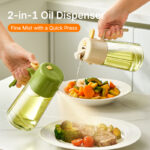 Household 500ml 2 in 1 Glass Oil Dispenser bottle for cooking Kitchen Tool for Oil Dispensing 2 in 1 olive oil pourer and sprayer