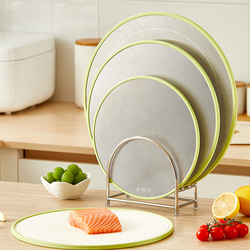 Household Food-Grade Double Side Cutting Boards for Meat Vegetable Fruit 304 Stainless Steel Antibacterial Chopping Blocks Board