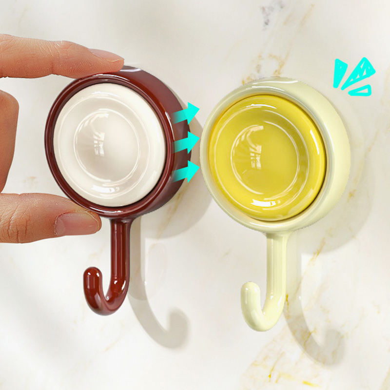Household 360°rotating Self-Adhesive hooks kitchen bathroom Wall Mount No drilling Vacuum Suction Cup Hook Hanger Towel Hat Coat Organizer Swivel Hooks