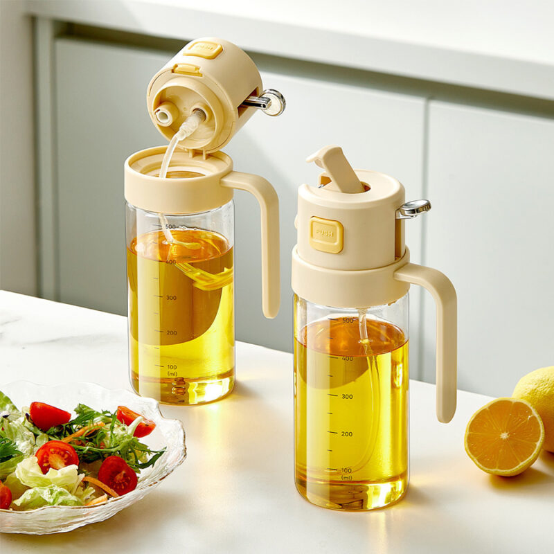 17oz Glass Olive Oil Pourer Bottle 2 in 1 Oil Sprayer Bottle Kitchen Cooking Oil Dispenser Pour Spray Container Bottles