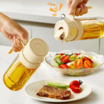 17oz Glass Olive Oil Pourer Bottle 2 in 1 Oil Sprayer Bottle Kitchen Cooking Oil Dispenser Pour Spray Container Bottles
