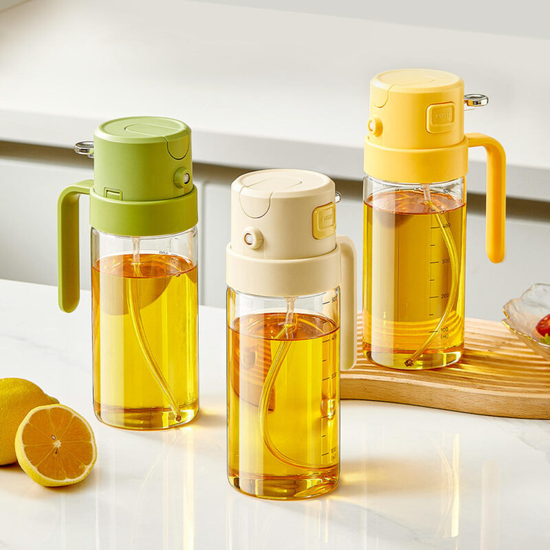 17oz Glass Olive Oil Pourer Bottle 2 in 1 Oil Sprayer Bottle Kitchen Cooking Oil Dispenser Pour Spray Container Bottles