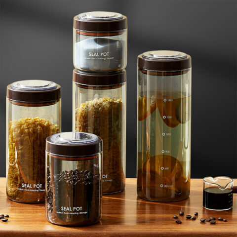 High Borosilicate Glass Food Storage Container Dry goods sealed can Coffee Bean Canister with Freshness Tracker wine Fermentation Tank Airtight Vacuum Jar