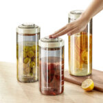 High Borosilicate Glass Food Storage Container Dry goods sealed can Coffee Bean Canister with Freshness Tracker wine Fermentation Tank Airtight Vacuum Jar