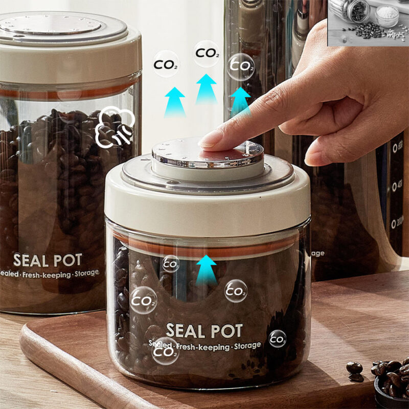 High Borosilicate Glass Food Storage Container Dry goods sealed can Coffee Bean Canister with Freshness Tracker wine Fermentation Tank Airtight Vacuum Jar