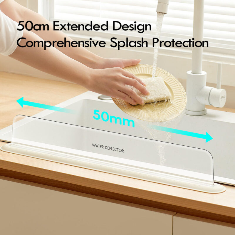 Household sink water retaining board Kitchen wash basin splash guard divider With suction cup Strong Suction PP Strip sink Water Splash Guard