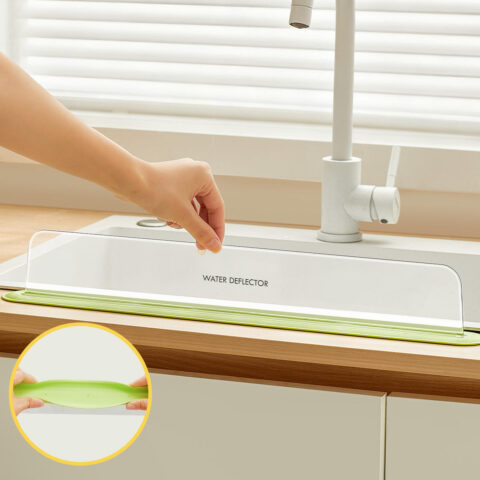 Household sink water retaining board Kitchen wash basin splash guard divider With suction cup Strong Suction PP Strip sink Water Splash Guard