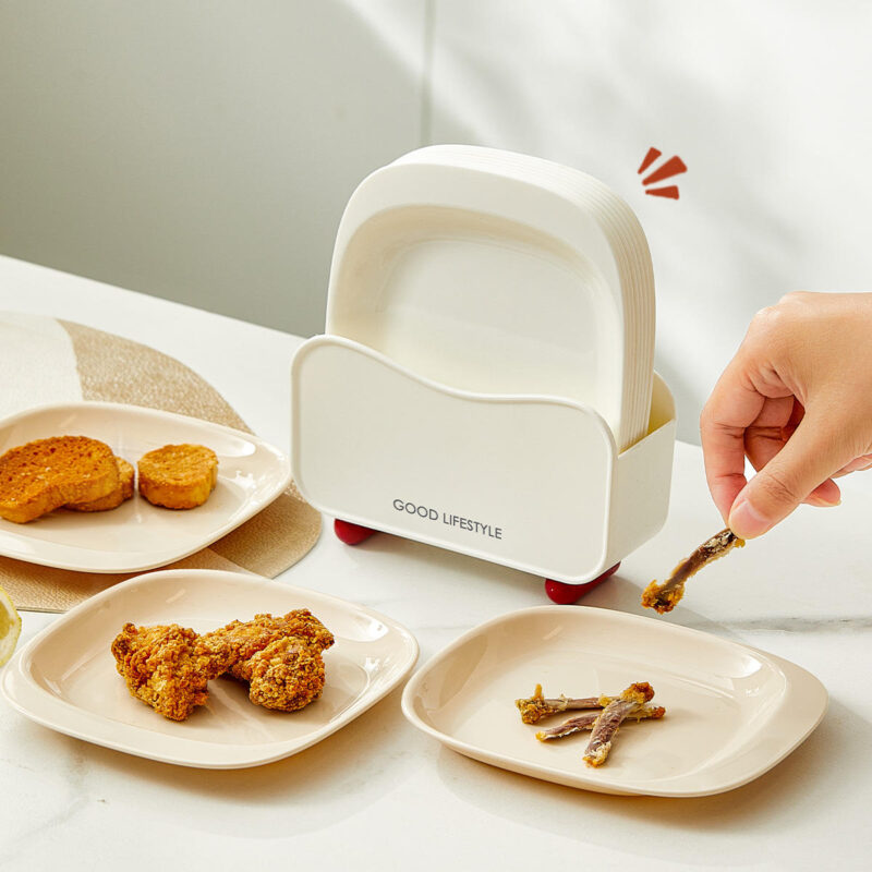 Table scraping dish plastic Fruit plates Party Cake Dessert plate set Kitchen Food-Grade PP Material Plastic Snack Plate Set with Storage Case