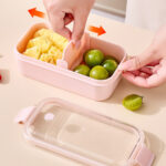 Plastic Material Bento Boxes With Flatware Cutlery Sets Outdoor Separated Fruit Storage Containers Portable Camping preserving Freshness Fruit Food Container