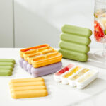 Reusable Silicone Ice Cube Stick maker for Whiskey Easy Release Ice Stick Freezer makers with Lid 4 Cavity Ice Cream Freezer Cube Tray
