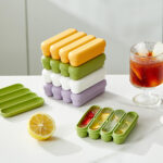 Reusable Silicone Ice Cube Stick maker for Whiskey Easy Release Ice Stick Freezer makers with Lid 4 Cavity Ice Cream Freezer Cube Tray
