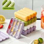 Reusable Silicone Ice Cube Stick maker for Whiskey Easy Release Ice Stick Freezer makers with Lid 4 Cavity Ice Cream Freezer Cube Tray
