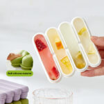 Reusable Silicone Ice Cube Stick maker for Whiskey Easy Release Ice Stick Freezer makers with Lid 4 Cavity Ice Cream Freezer Cube Tray