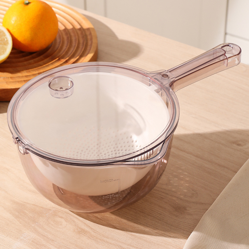 Plastic Double-Layer Draining Tool for fruit Vegetables  3-in-1 Kitchen gadgets Water Scoop Kitchen Sink Strainer Basket Plastic Colander food grade Rice Washing Basin