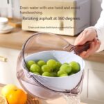 Plastic Double-Layer Draining Tool for fruit Vegetables  3-in-1 Kitchen gadgets Water Scoop Kitchen Sink Strainer Basket Plastic Colander food grade Rice Washing Basin