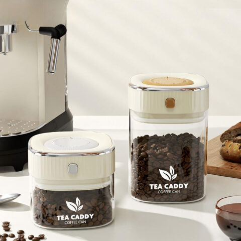 kitchen Vacuum Seal Container Moisture-proof food Organizer Glass Airtight Coffee Bean Canisters Sealing Storage Jar