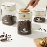 kitchen Vacuum Seal Container Moisture-proof food Organizer Glass Airtight Coffee Bean Canisters Sealing Storage Jar